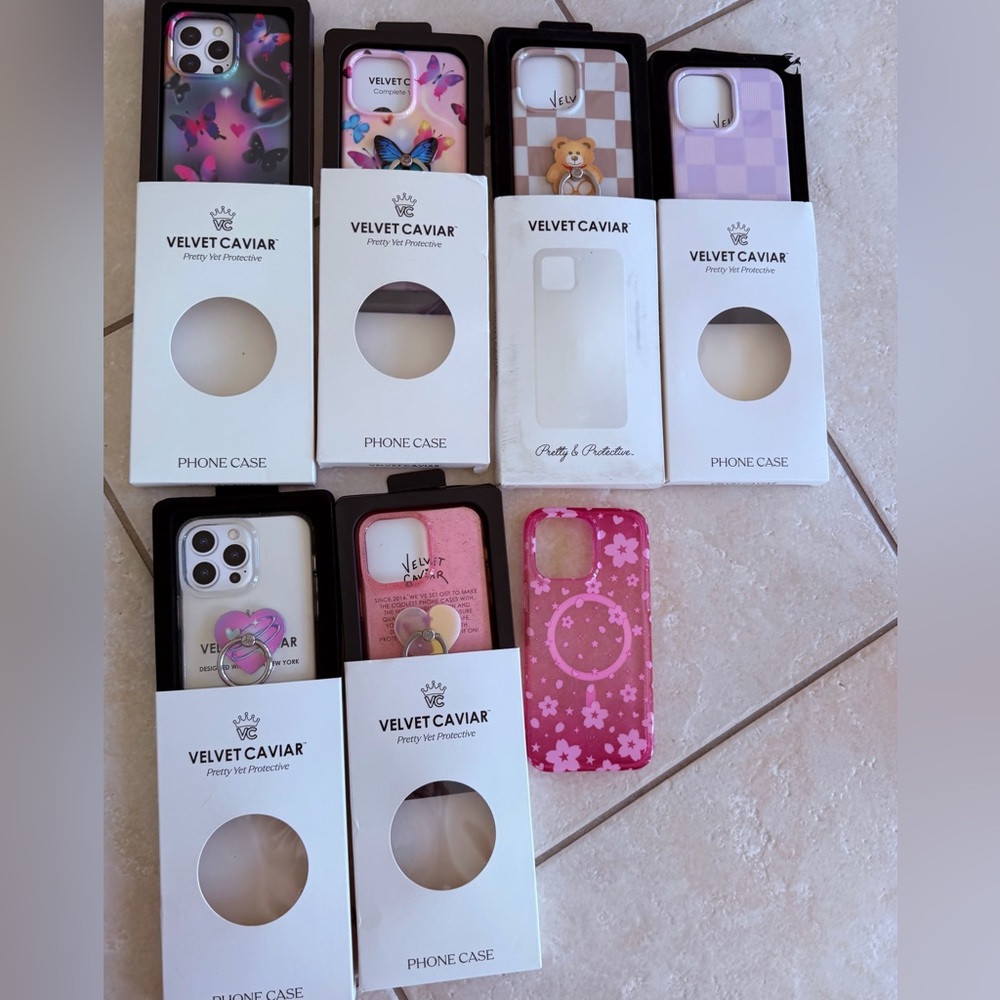 Velvet Caviar iPhone 14 Pro Max case’s (7) in OG boxes
